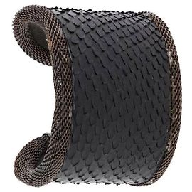 Pulseira de pele de cobra preta Gianfranco Ferré - anos 2000