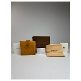 Portafoglio vintage Loewe Madrid in pelle con anagramma giallo