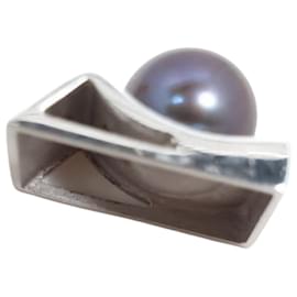 Autre Marque Pendente in perla nera coltivata in oro bianco 18kt