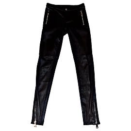 Pantalones ajustados de piel de cordero negro con cremallera, auténticos Gucci 97 AW Tom Ford, muy raros.