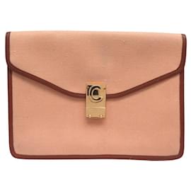 VINTAGE CELINE C KLASSISCHE ROSA CANVAS TASCHENCLUTCH - Céline