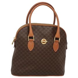 Céline Borsa a mano in tela Macadam CELINE in pelle PVC marrone oro Auth gh019
