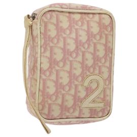Pochette in tela Trotter Christian Dior PVC Rosa Argento Auth ep8923