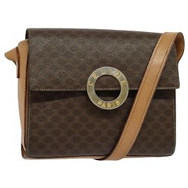 Céline Borsa a spalla in tela Macadam CELINE, pelle PVC, marrone, oro, autentica 123825