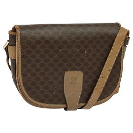 Céline Borsa a spalla in tela Macadam CELINE in pelle PVC marrone oro Auth sw561
