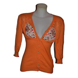 Pinko cardigan orange cotton cashmere M