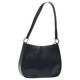 Salvatore Ferragamo Shoulder Bag Leather Black Auth BA911  display picture 1