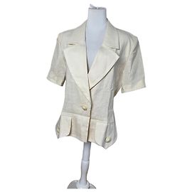 Abrigo corto de lino vintage Yves Saint Laurent M