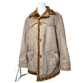 Autre Marque Abrigo de piel vintage Kansai Yamamoto L gris marrón