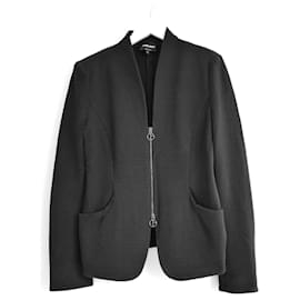 Schwarze Waffeljacke mit Reißverschluss von Giorgio Armani
