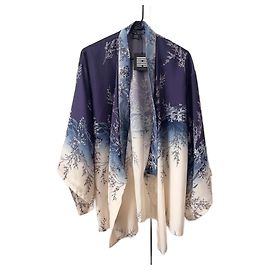 Autre Marque Souen Kimono Silk and Cotton White Blue