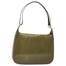 CARTIER Borsa a Spalla Buon Compleanno Smalto Khaki Argento Auth BA2280