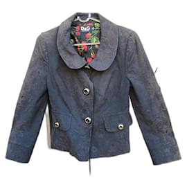 Dolce & Gabbana Jacke aus Baumwolle mit Blumenmuster Grau