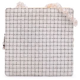 Sac de shopping zippé en tweed et résine blanc petit de Chanel