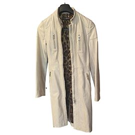 Abrigo de cuero Dolce & Gabbana ecru brillo de perla talla 38 IT