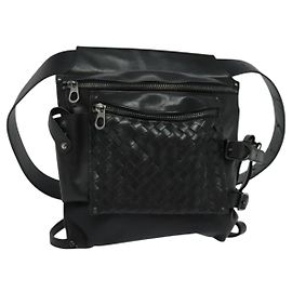 Autre Marque BOTTEGA VENETA INTRECCIATO Borsa a vita Pelle Nera Auth MX365