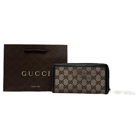 Portafoglio in pelle monogramma Gucci vintage beige marrone