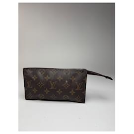 Clutch in pelle monogramma vintage Louis Vuitton marrone