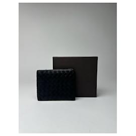 Carteira de couro Intrecciato Bottega Veneta vintage preta