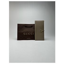 Portafoglio in pelle verniciata Horsebit vintage Gucci beige