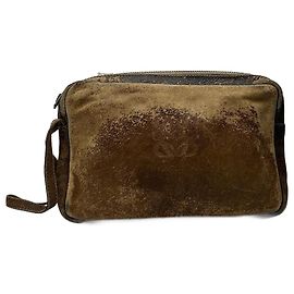 Clutch in pelle vintage Loewe Madrid marrone