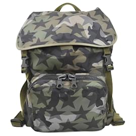 Khaki Nylon-Leder-Rucksack von Valentino Garavani