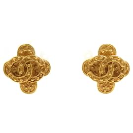 Boucles d'oreilles clips en métal doré Chanel Coco Mark