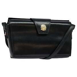 Céline Bolsa de Ombro CELINE em Couro Preto Dourado Auth 123041