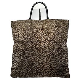 Borsa vintage Loewe Madrid leopardata nera marrone