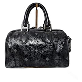 Borsa Boston Mini Ella Visetos MCM Nera/Grigia