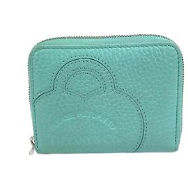 Monedero de cuero azul Tiffany & Co.