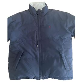 Ralph Lauren Double Face Winterjacke Blau Beige Baumwolle