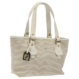Borsa FENDI in tela bianca e oro Auth bs25843