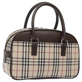 Borsa a mano in tela beige con motivo Nova Check Burberry argento autentica am8470