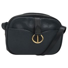 Borsa a Spalla Christian Dior in Pelle Blu Navy Oro Auth BA2504