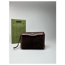 Clutch de cuero vintage Gucci marrón