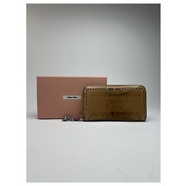 Cartera de cuero patentado Miu Miu vintage marrón