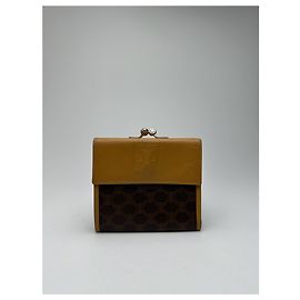 Céline Cartera de cuero monograma vintage Celine París marrón