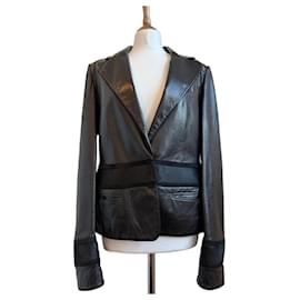 Bally Lederjacke in Schwarz mit Ponyhaut Details