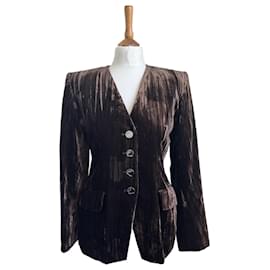 Veste de costume Yves Saint Laurent Chocolat Effet Velours
