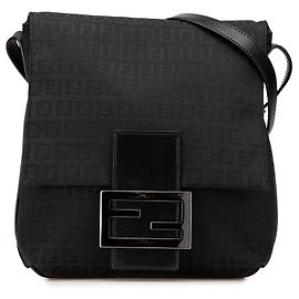 Borsa a tracolla in tela Zucchino nera Fendi