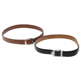 Cintura in pelle LOUIS VUITTON 2Set Nero Marrone LV Auth bs25969