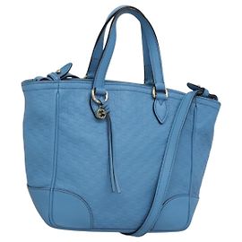 GUCCI Micro GG Canvas Guccissima Tasche Leder Outlet Blau Gold 448241 Auth BA2347