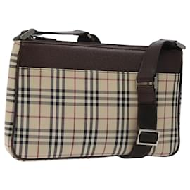Borsa a spalla Burberry Nova Check in tela beige argento autentica 123791