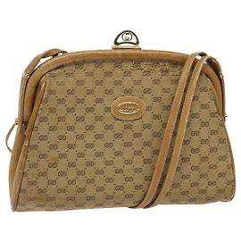 Gucci Borsa a spalla Micro GG Supreme PVC Beige Oro 001 261 1053 Auth BA2223