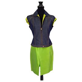 Conjunto de colete e saia de seda Gianni Versace Couture