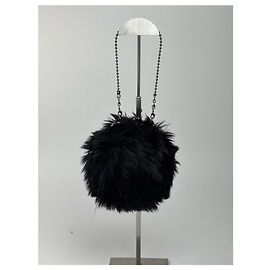Mini borsa in pelliccia vintage Yohji Yamamoto nera