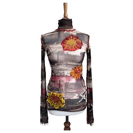 Jean Paul Gaultier Top in Rete a Maniche Lunghe Muro di Berlino Seta