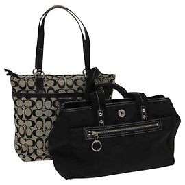 Coach Signature Tasche aus Nylon-Canvas 2er Set Schwarz Grau Auth bs25898