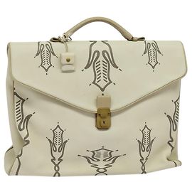 Autre Marque BOTTEGA VENETA Handtasche aus Leder in Weiß und Gold Auth bs25987